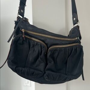 MZ Wallace Black Shoulder Bag with Gold Accents